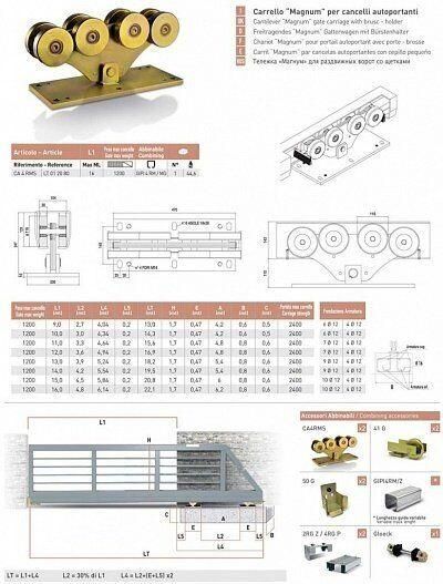 Rolling Center MAGNUM Фурнітура для відкатнихх воріт до 1200 кг GIPI 4 RM-18 фото